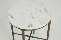 Tables D’Appoint & Consoles|Tables D’Appoint & Consoles<Flamant MARABELLE, bout de canapé, métal et marbre, ronde Mixte