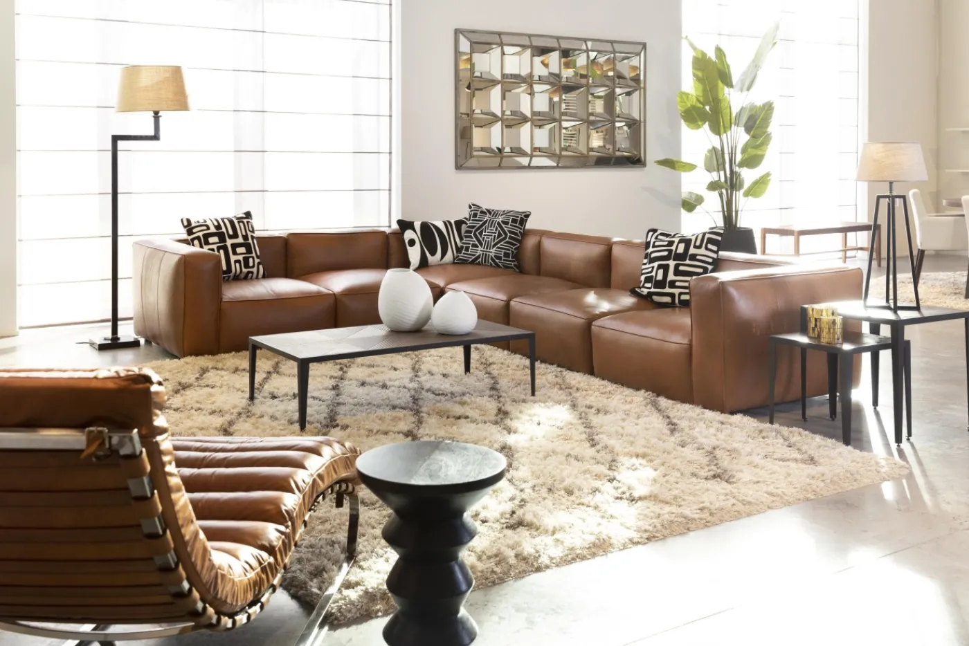 Fauteuils|Sièges<Flamant MASON, chaise longue, cuir, vintage, brun Cognac
