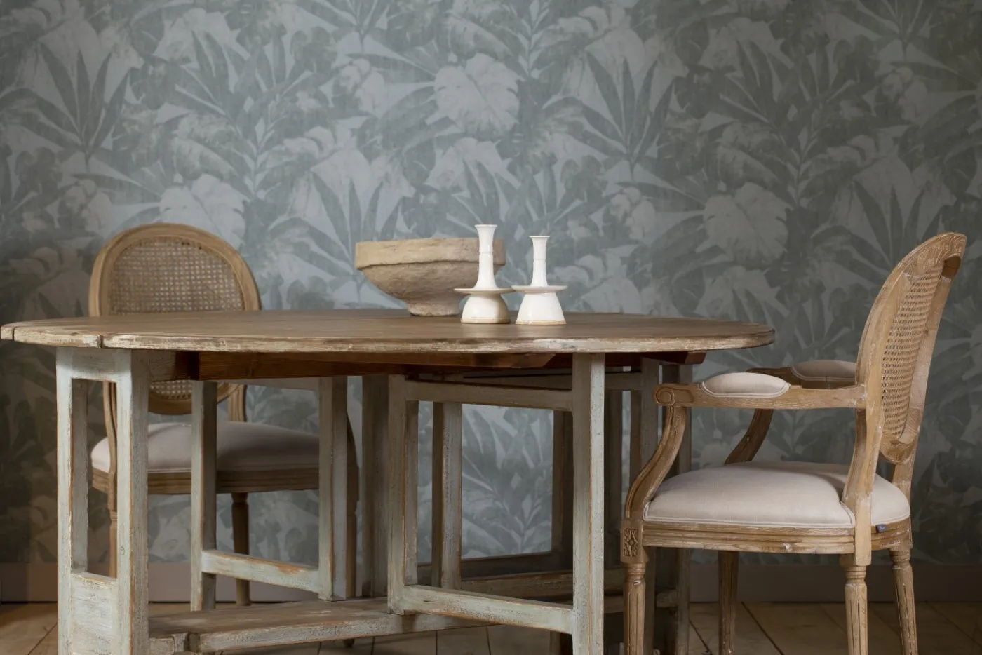 Chaises|Chaises<Flamant MEDY, chaise avec accoudoirs, chêne, lin naturel Blanccassé