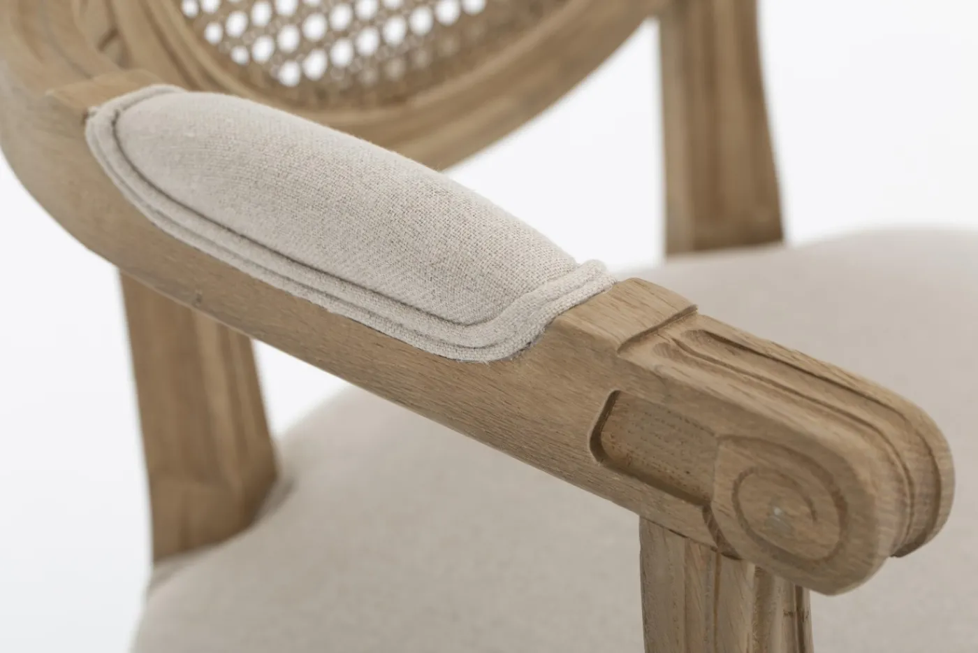 Chaises|Chaises<Flamant MEDY, chaise avec accoudoirs, chêne, lin naturel Blanccassé