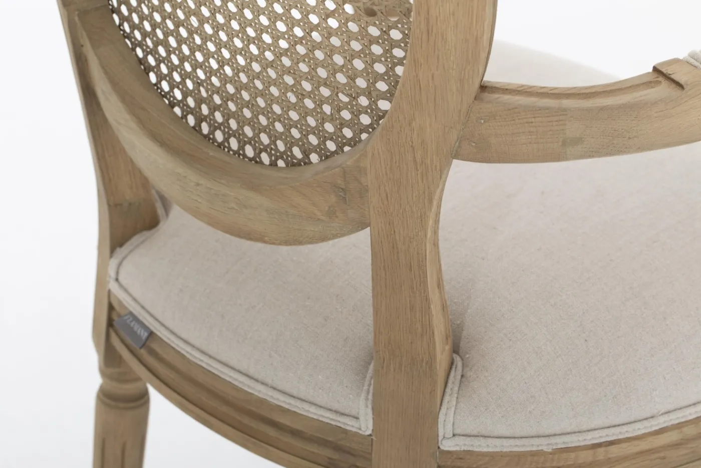 Chaises|Chaises<Flamant MEDY, chaise avec accoudoirs, chêne, lin naturel Blanccassé