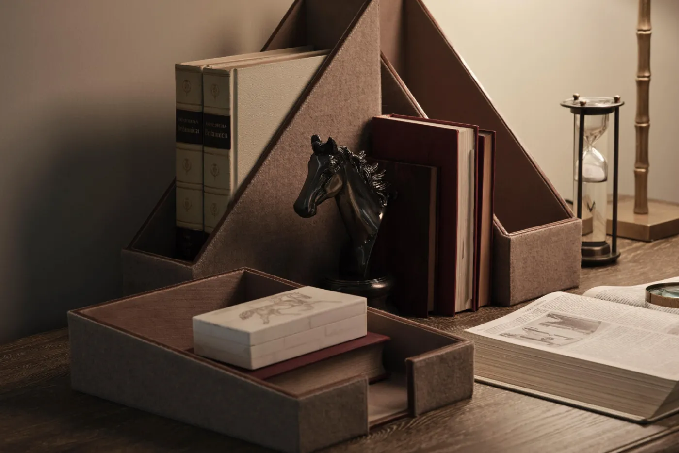 Décoration|Décoration De Bureau<Flamant MILBURN, porte-dossier, laine et cuir Brun
