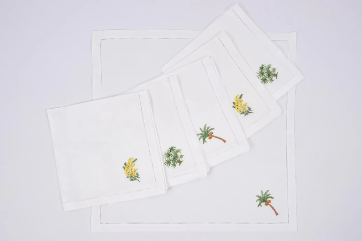 Serviettes|Textile<Flamant MIMOSA, serviette, broderie, set de 6 Mixte
