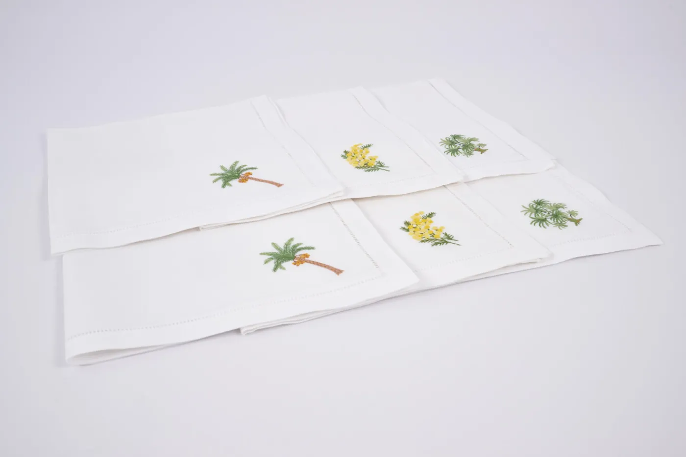Serviettes|Textile<Flamant MIMOSA, serviette, broderie, set de 6 Mixte