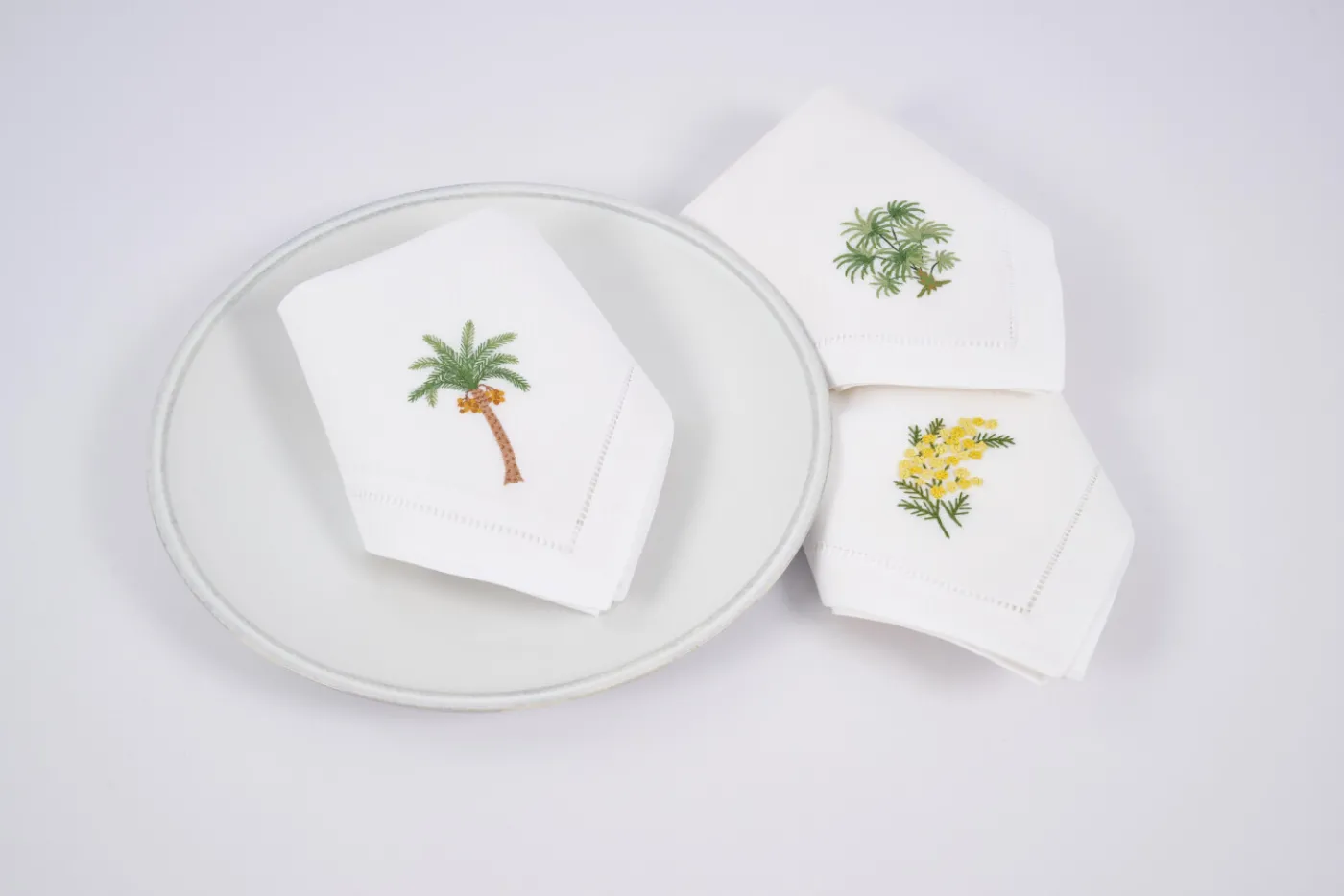 Serviettes|Textile<Flamant MIMOSA, serviette, broderie, set de 6 Mixte