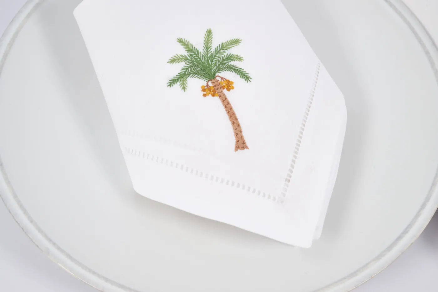 Serviettes|Textile<Flamant MIMOSA, serviette, broderie, set de 6 Mixte