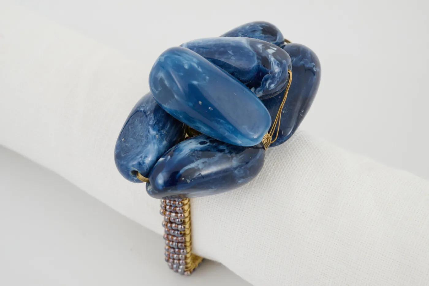 Décoration De Table|Accessoires<Flamant NAOH, rond de serviette, perles, Bleu