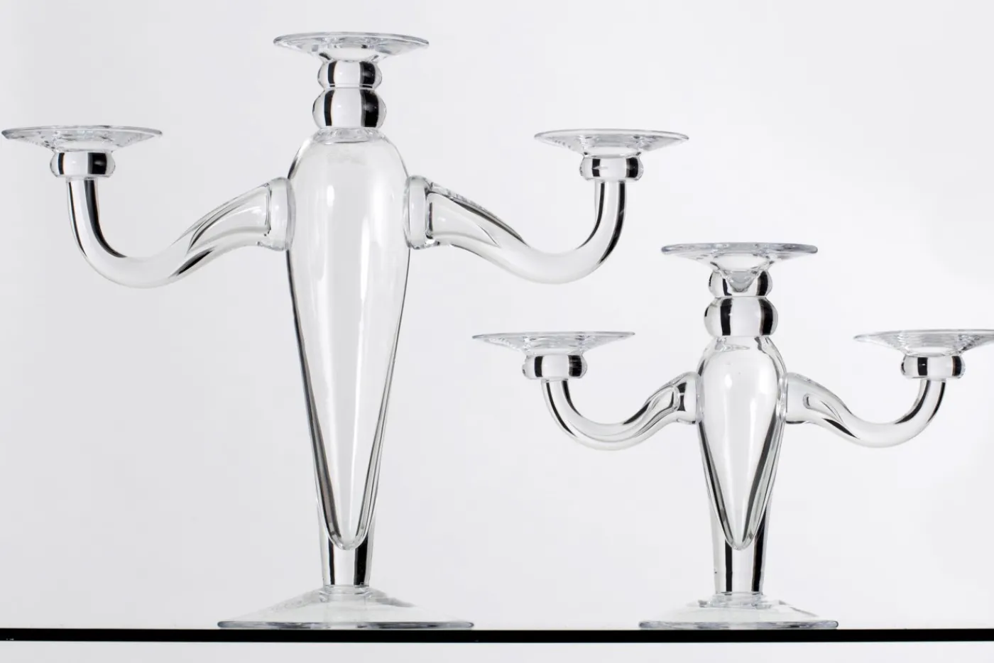 Chandeliers|Chandeliers<Flamant ORAN, bougeoir, verre soufflé bouche, 38cm Transparent