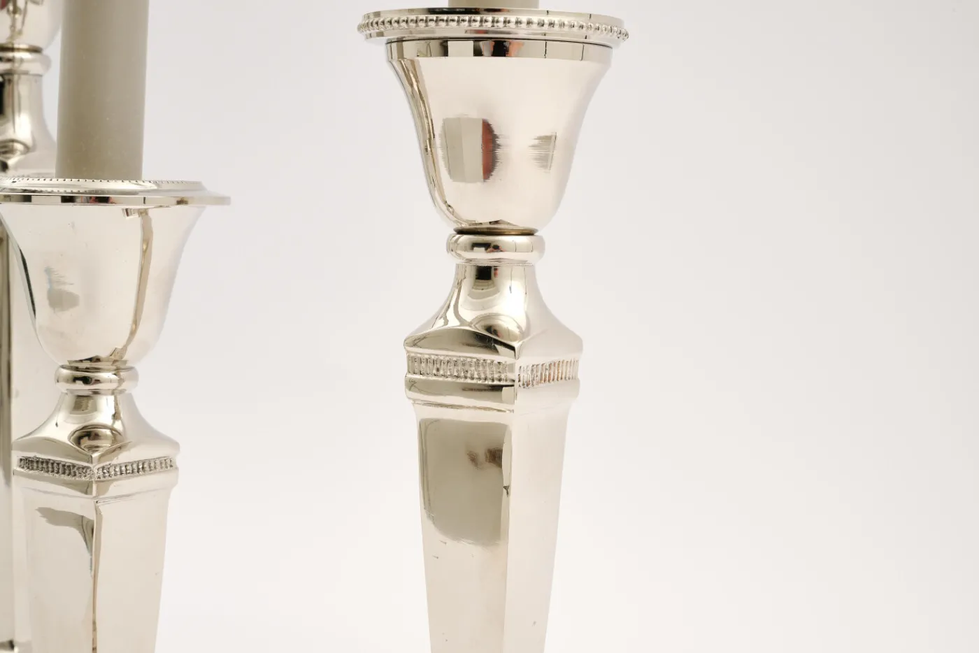 Chandeliers|Chandeliers<Flamant STRIPE, bougeoir, plaqué nickel, L Argent