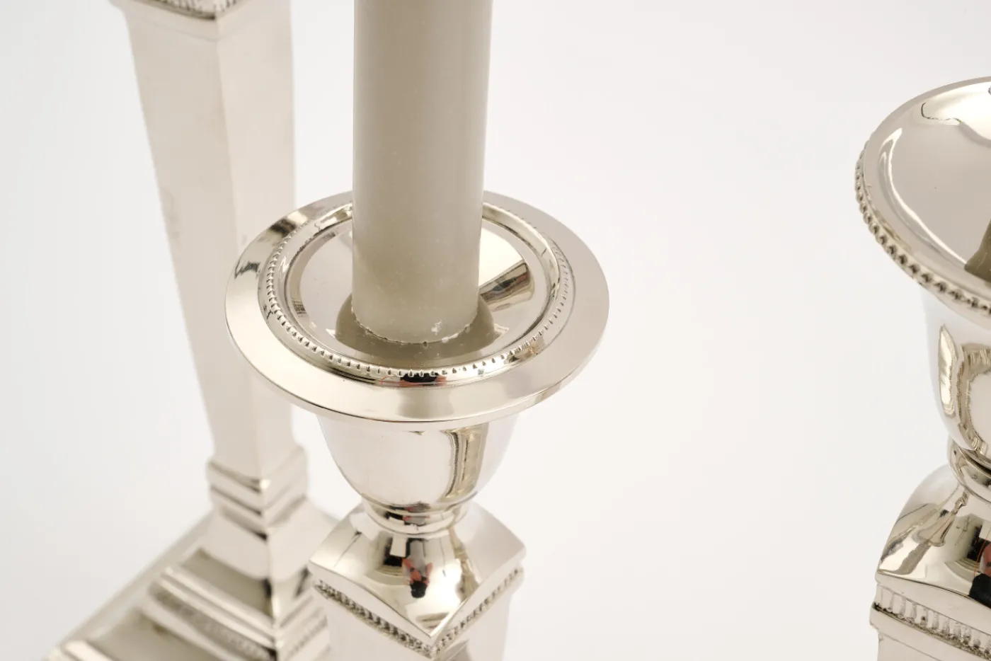 Chandeliers|Chandeliers<Flamant STRIPE, bougeoir, plaqué nickel, L Argent