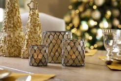 Porte Bougie, Chauffe-Plats Et Photophores|Porte Bougie, Chauffe-Plats Et Photophores<Flamant TEMPLES, photophe, verre, , S Or