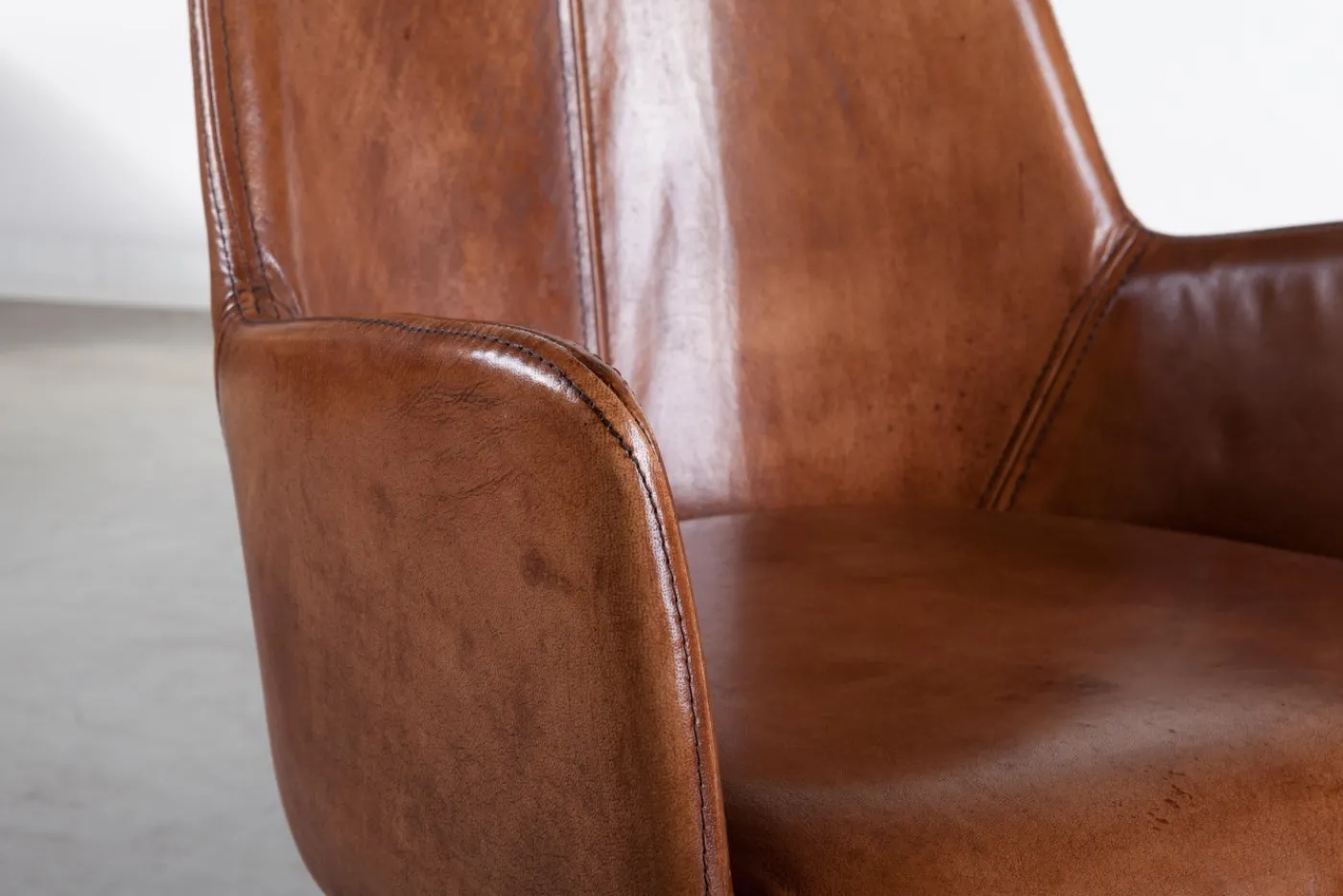 Chaises|Chaises<Flamant TERNI, chaise, vintage en cuir de buffle, pieds en bois massif Cognac