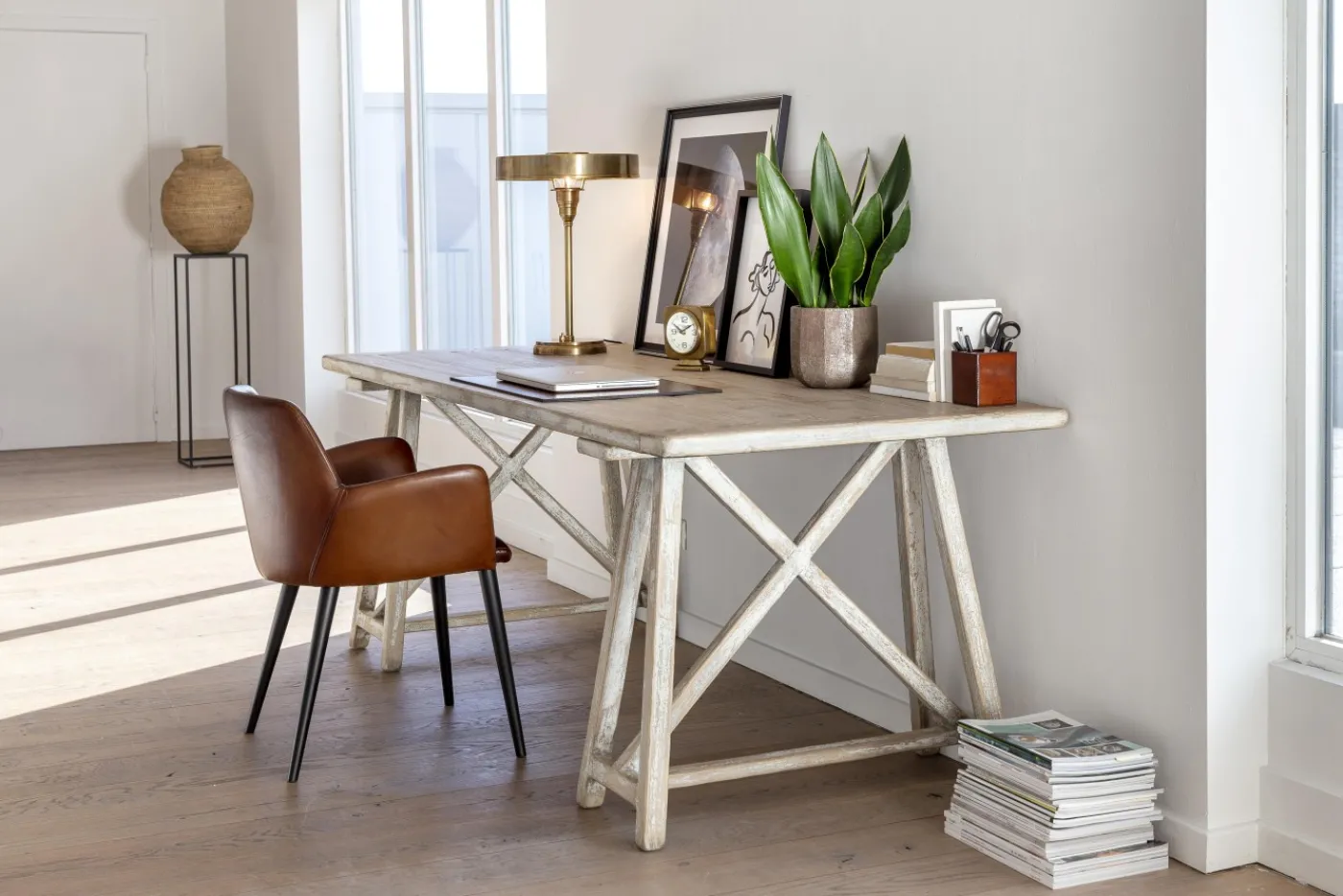 Chaises|Chaises<Flamant TERNI, chaise, vintage en cuir de buffle, pieds en bois massif Cognac