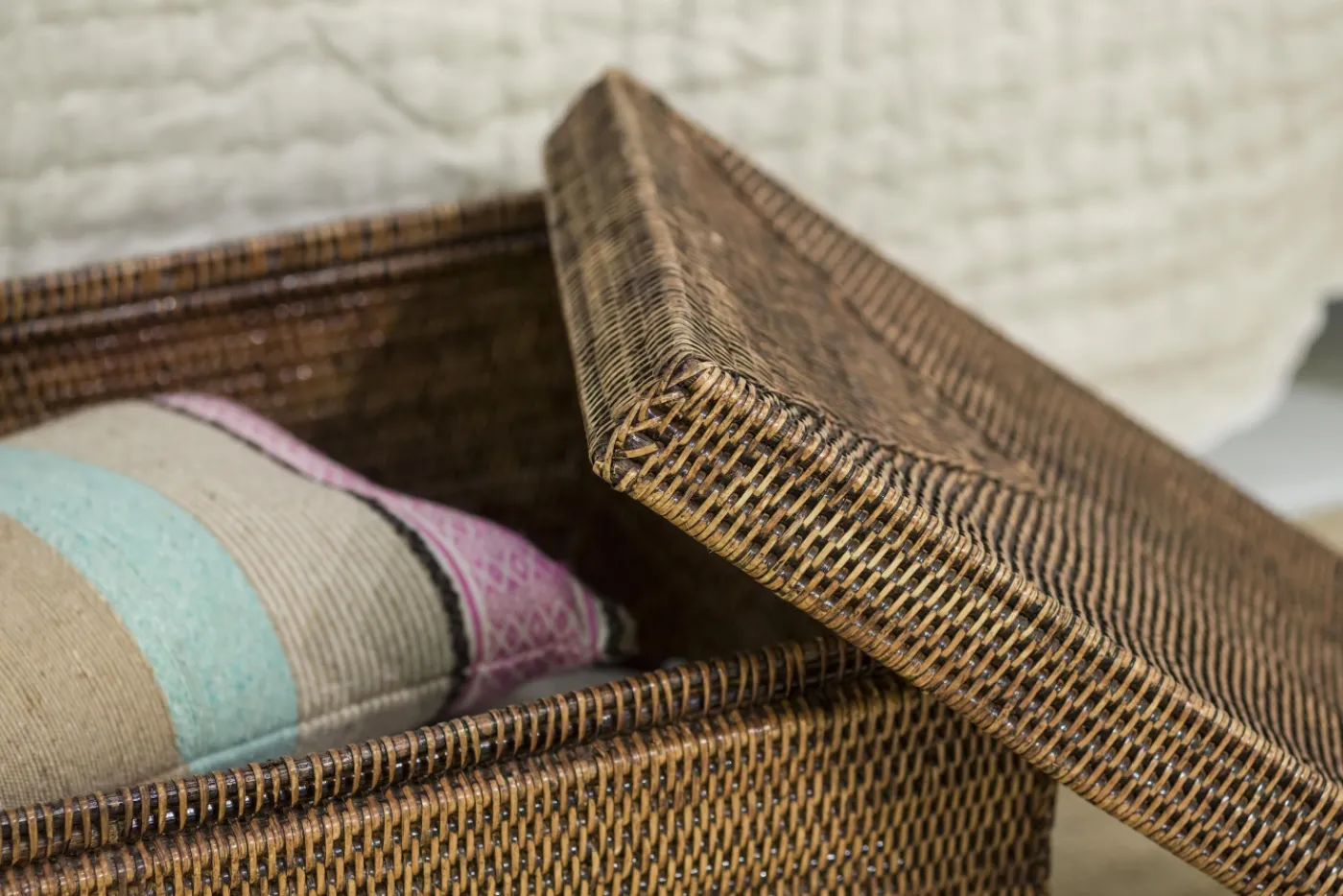 Paniers|Décoration<Flamant TOGO, panier, avec couvercle, tressé Brun