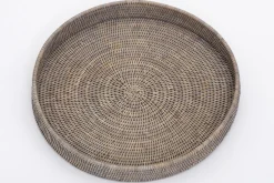 Plateaux|Accessoires<Flamant TOGO, plateau, rond, 48cm, tressé, Gris