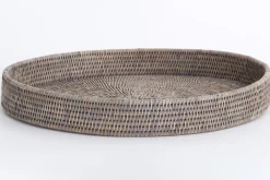 Plateaux|Accessoires<Flamant TOGO, plateau, rond, 48cm, tressé, Gris