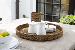 Plateaux|Accessoires<Flamant TOGO, plateau, rond, 48cm, tressé Brun