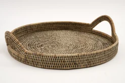 Plateaux|Accessoires<Flamant TOGO, plateau, tressé, , Ø45 Gris